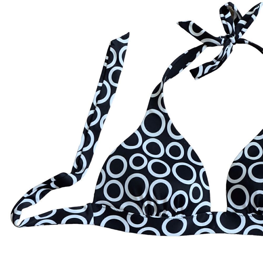 Victoria’s Secret Black & White Circle Triangle Bikini Top LARGE - Picture 2 of 10